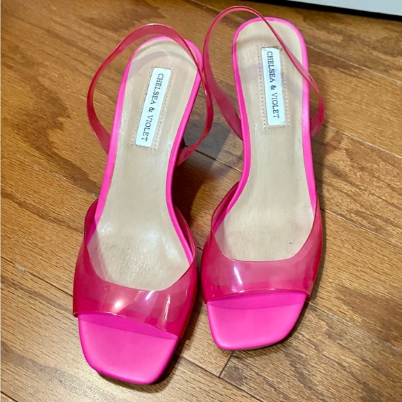 Chelsea & Violet Shoes - Chelsea & Violet Hot Pink Heeled Slingbacks